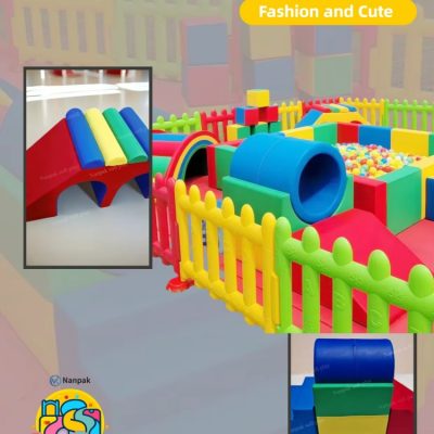 Bright-red-green-yellow-blue-indoor-playground-for-kids-3.jpg Vibrant Indoor Soft Play Set – Bright Red, Green, Yellow, and Blue