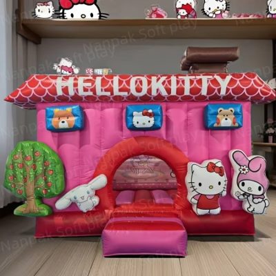 Çocuk Şişme Sıçrama Ev için Sevimli Kitty Kedi Kapalı Açık Yaşam Dolu Kale