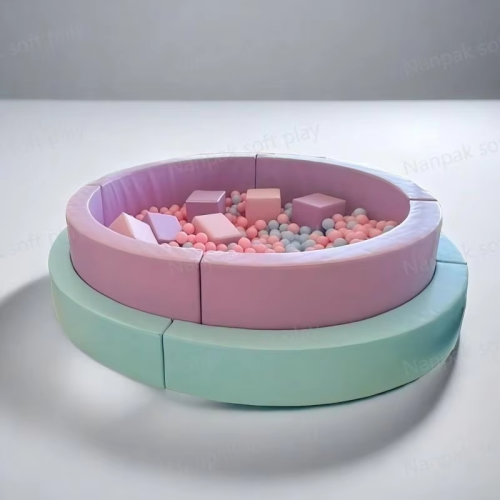 Cute Pastel Rental Double Ball Pit Climber Carousel for Kid Event Birthday Soft Play Party Equipment