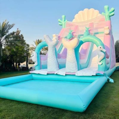 Mermaid Blow Up Moonwalk Jumping Bounce House mit Wasserrutsche Vermietung Combo für Erwachsene und Kinder